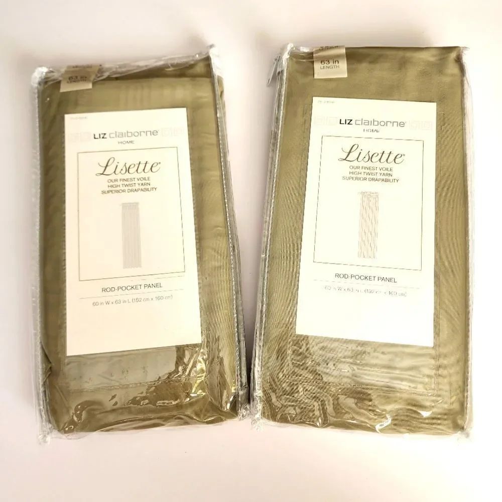 Liz Claiborne Lisette Voile Rod Pocket Panel 60" X 63" Set of 2